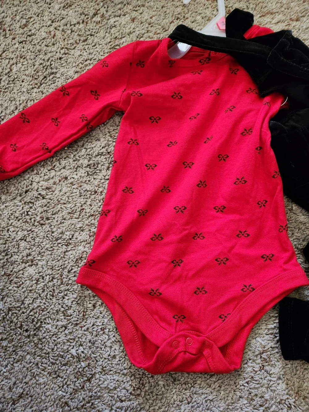 Wonder Nation Red & Black Overalls with Red Long-Sleeve Top For Girls Size 18M